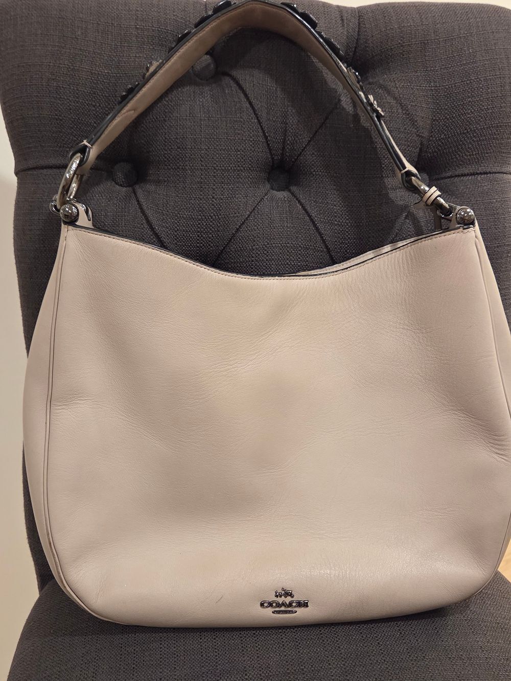 Coach Mae Hobo 55543 Tea Rose Floral Grey Birch Leather Shoulder Bag 1941 Rare
